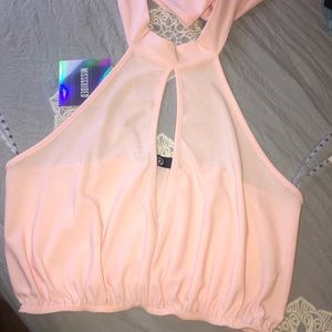 Missguided Pink Key Hole Halter Top